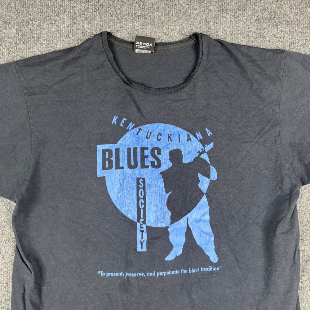 Screen Stars T Shirt Mens Size L Black Kentuckiana Blues Society USA Stitch